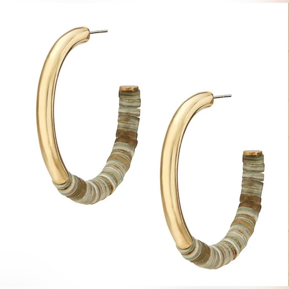 $158 Soko Karamu Horn Hoop Earrings‎ 24K Gold Plated/Natural NWT